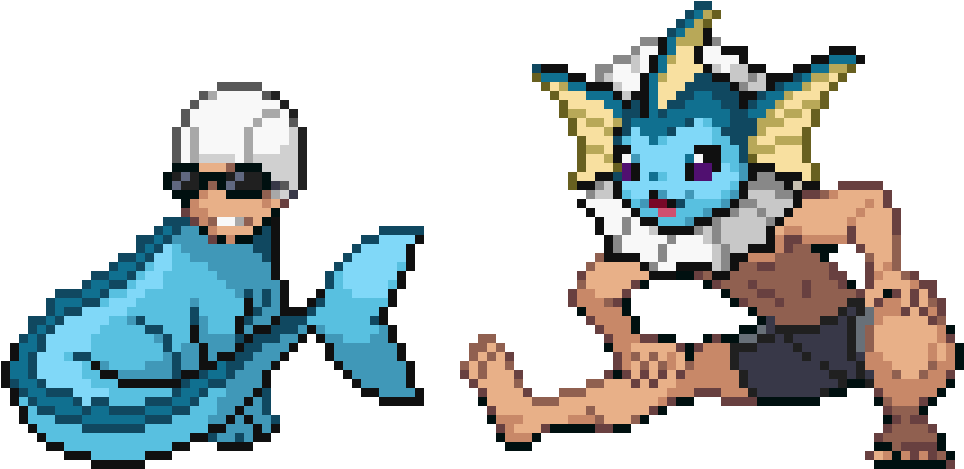 Electric Boogaloo 2 Those Two Can Swim So Good Vaporeon - Eevee Pixel Art Pokemon (1026x504), Png Download