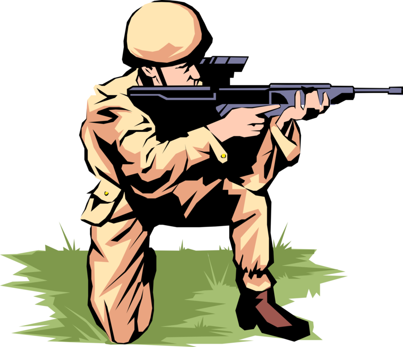 Gun Shot Clipart Military Gun - Shoot Rifle (814x700), Png Download