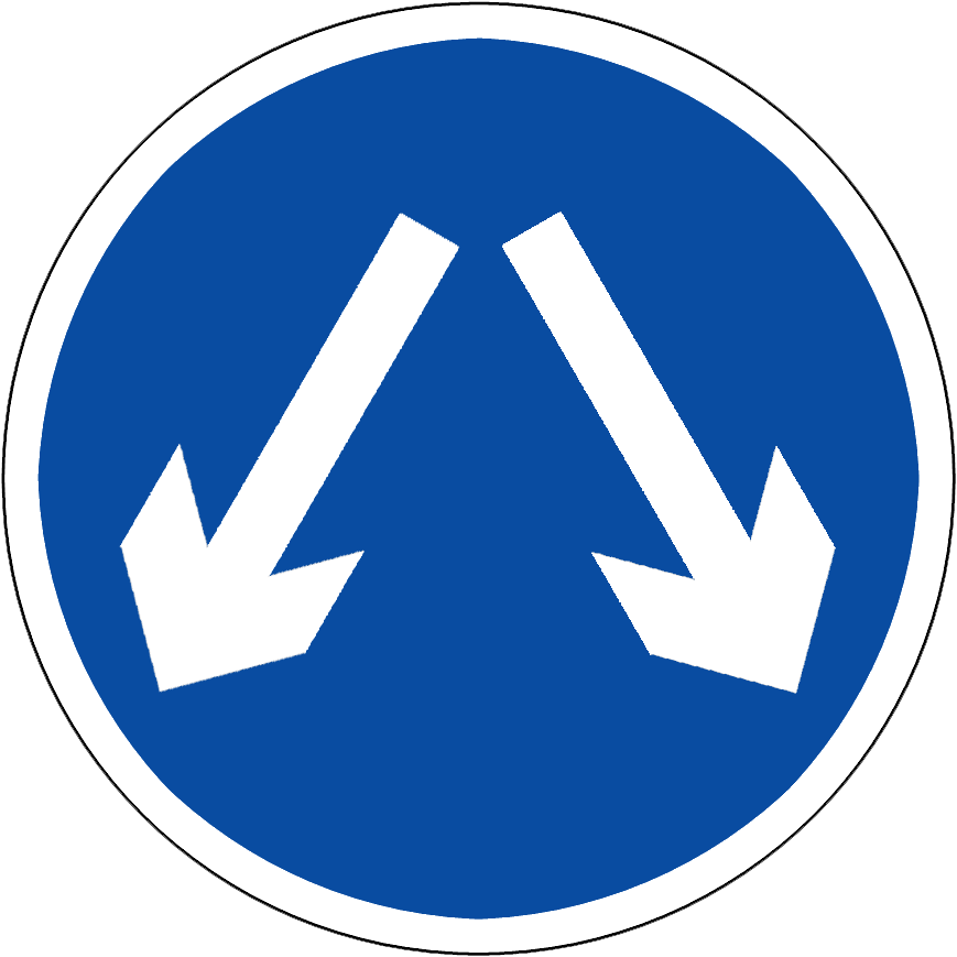 Sing Splitway - Approaching Traffic On Both Sides Sign (869x869), Png Download