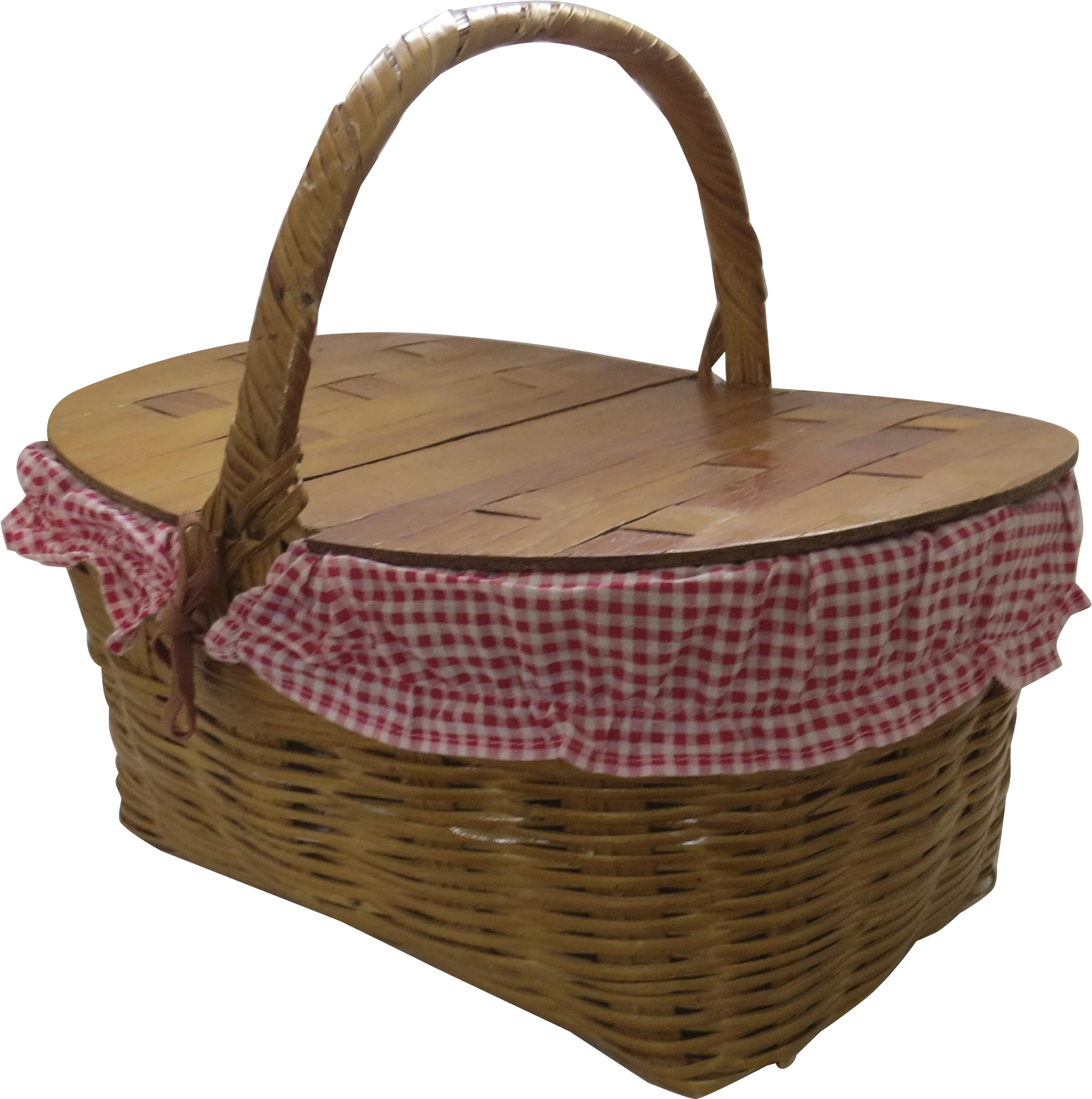 Vintage Charming Two Lift Lid Picnic Basket With Original - Picnic Basket (1928x1928), Png Download