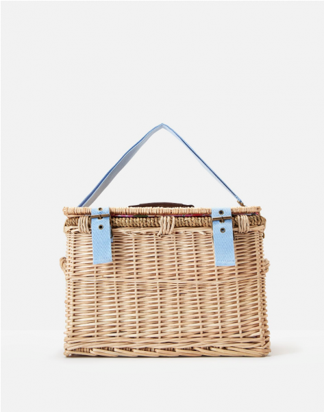 Joules Wicker Picnic Basket With Fabric Lining White - Storage Basket (600x600), Png Download