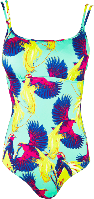 Women Round Neckline One Piece Swimsuit Birds Of Paradise - Swimsuit (766x766), Png Download