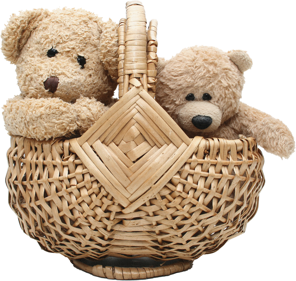 Two Teddy Bear In Basket - Teddy Bear (1157x1098), Png Download