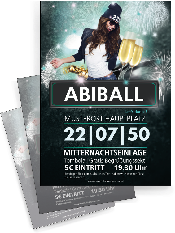 Deine Individuell Gestaltete Werbung F R Veranstaltung - Abiball Plakat (566x767), Png Download