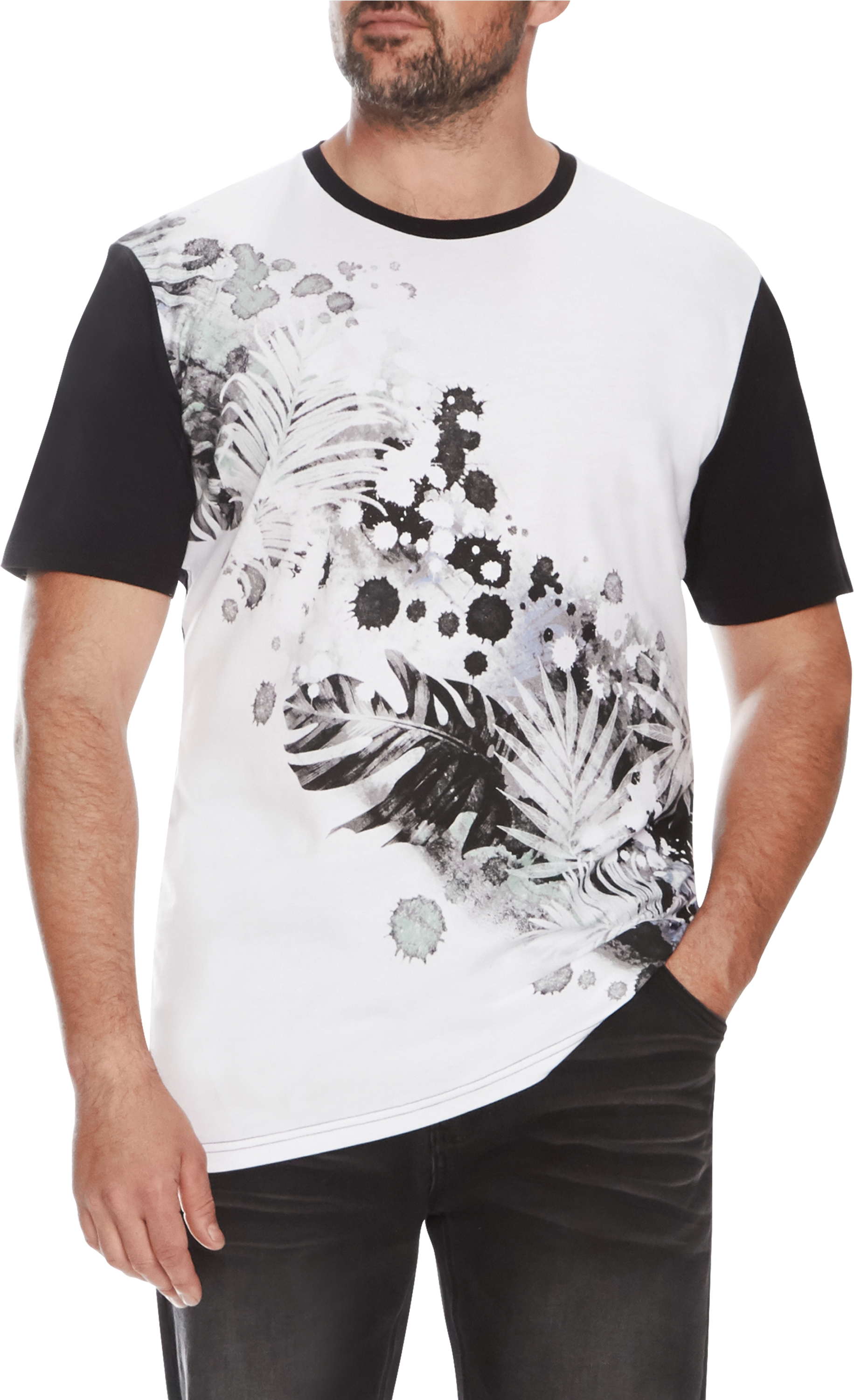 White Splatter Fern Crew Tee - Tiger (3000x3000), Png Download