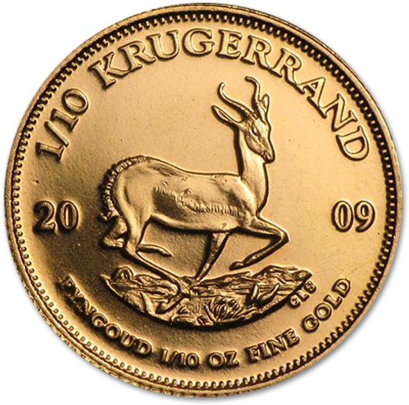 We Buy Coins - Gold Krugerrand 1 10 Oz (600x600), Png Download