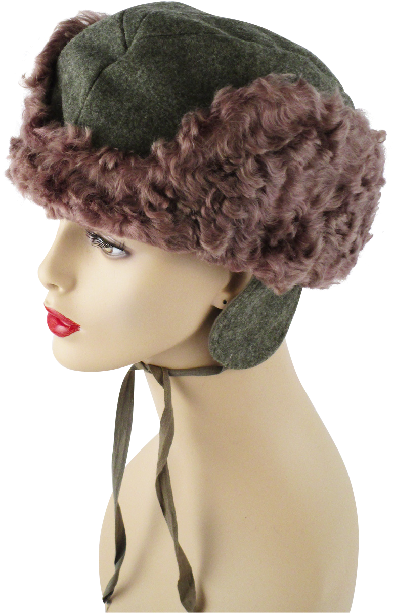 Russian Style Cossack Curly Lamb And Grey Wool Hat - Knit Cap (1210x1210), Png Download
