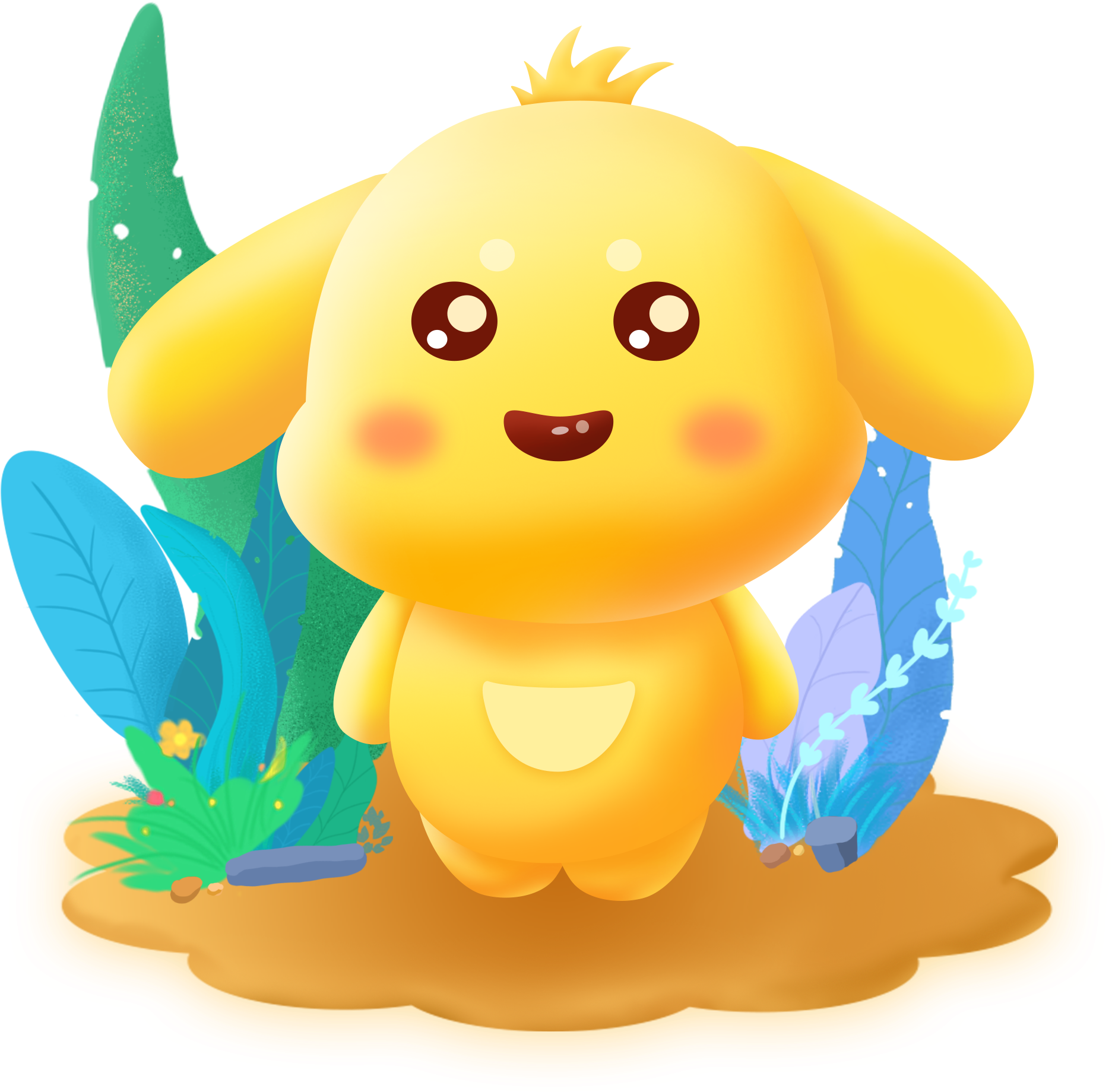 Vettore Giallo Carino Cane Png E Psd - Cartoon (2000x2000), Png Download