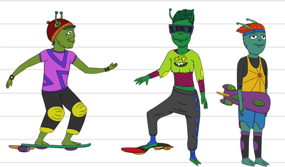 Jsa Ch 104 Alien Skaters Extras V04 Hs Copy 2 - Cartoon (1000x624), Png Download