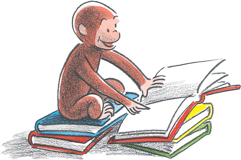Curiosity Day - Curious George Reading Book (800x535), Png Download