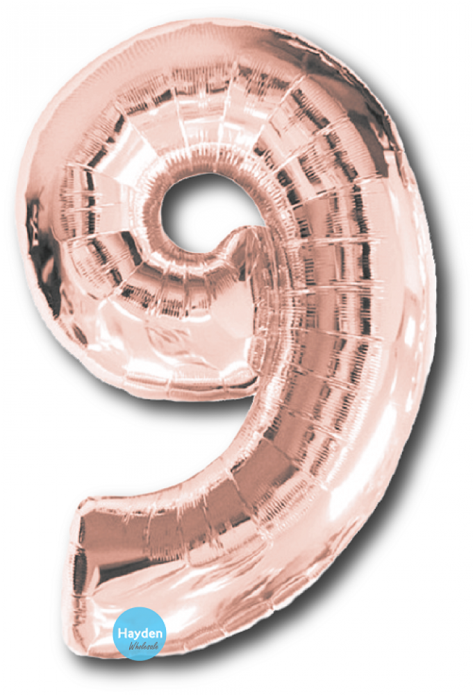 40" Foil Rose Gold Balloon Number - Gold Balloons Number 9 (1000x1000), Png Download