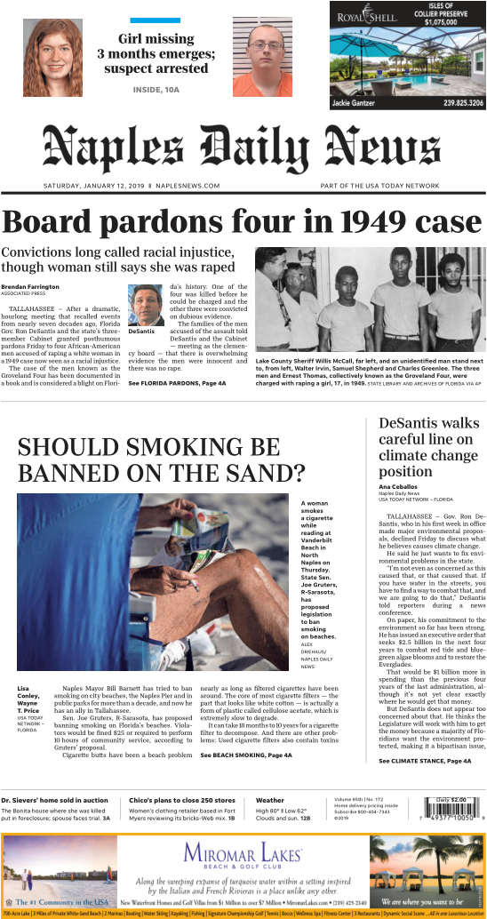 State Senator Says Yes, Get Butts Off The Beach, Meaning - Naples Daily News (600x1091), Png Download