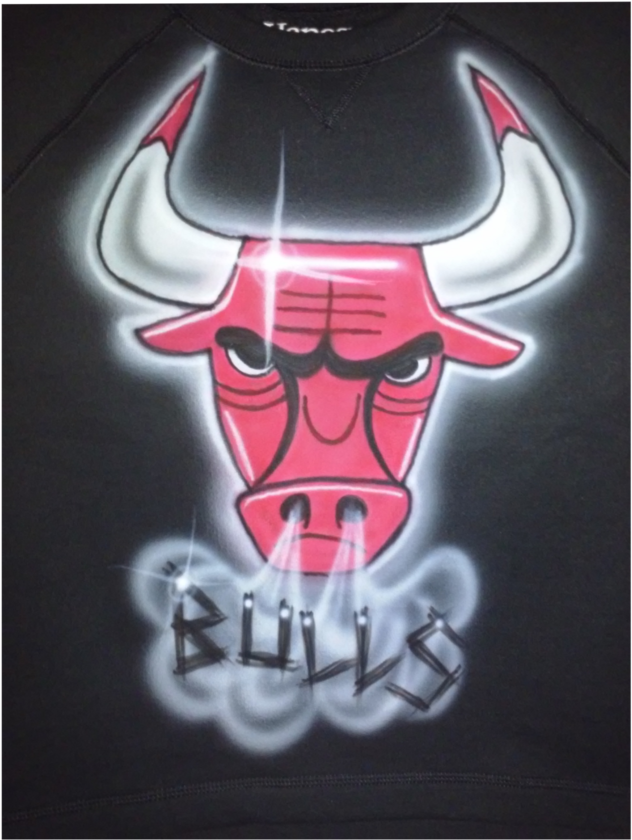 Airbrushed Chicago Bulls Tshirt Or Hoodie Youth Or - Poster (1024x843), Png Download