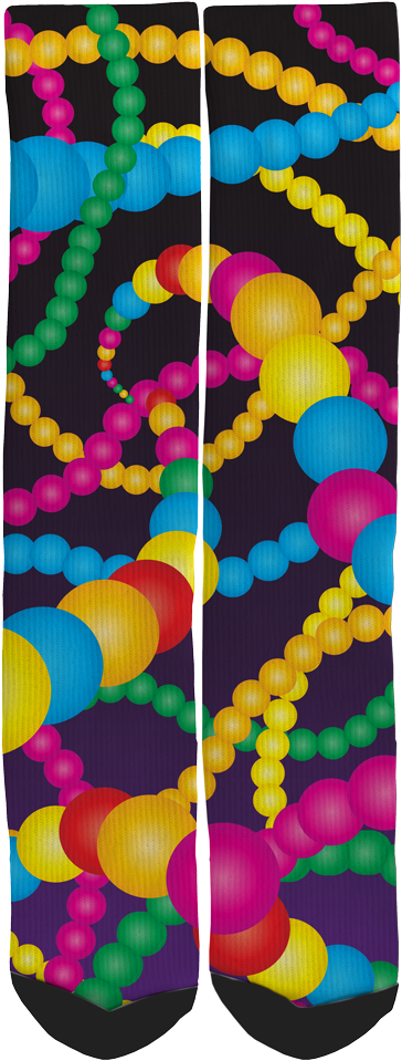 Mardi Gras Beads Crew Socks - Decoration (391x1000), Png Download