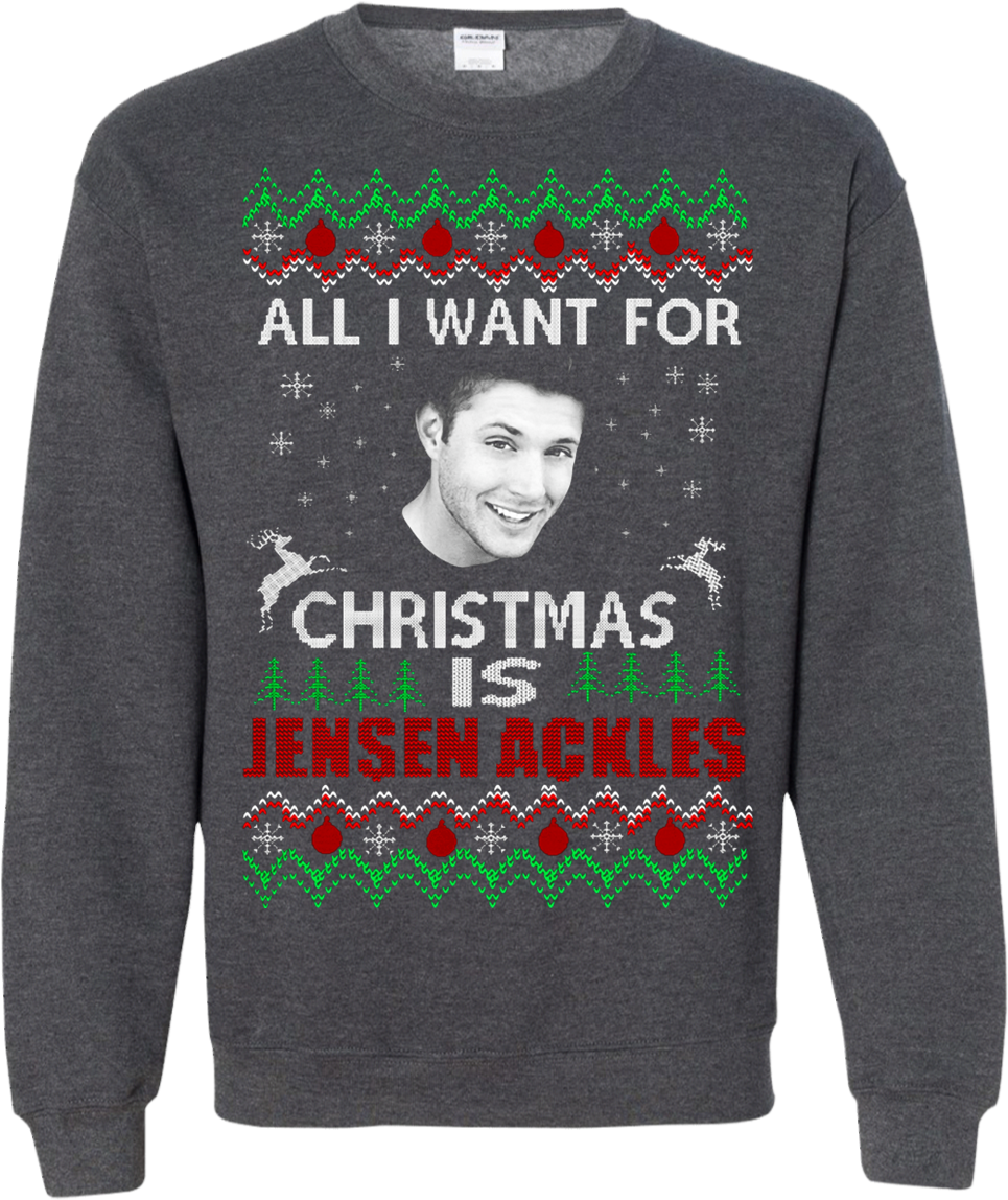 Find All I Want For Christmas Is Jensen Ackles Supernatural - Shirt (1155x1155), Png Download