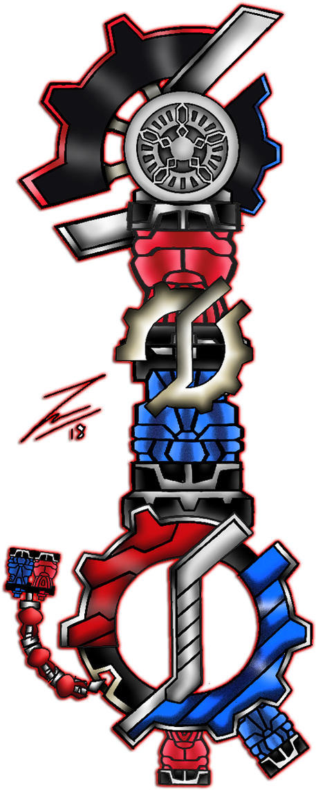 Exusiasword Build The One Or Steel Moonsault The Keyblade - Kamen Rider Build Keyblade (575x1200), Png Download