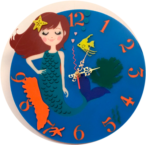 Mermaid Clock By Izzit-art - Cartoon (740x740), Png Download
