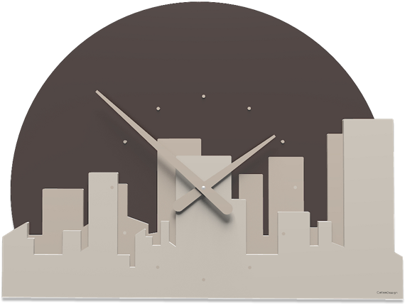 Callea Design Orologio Skyline Moderno Da Parete Legno - Orologi Moderni Da Parete (577x580), Png Download