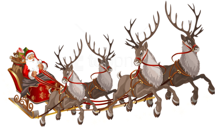 Free Png Santa Claus With Sleigh Png - Santa Sleigh Transparent Background (850x502), Png Download