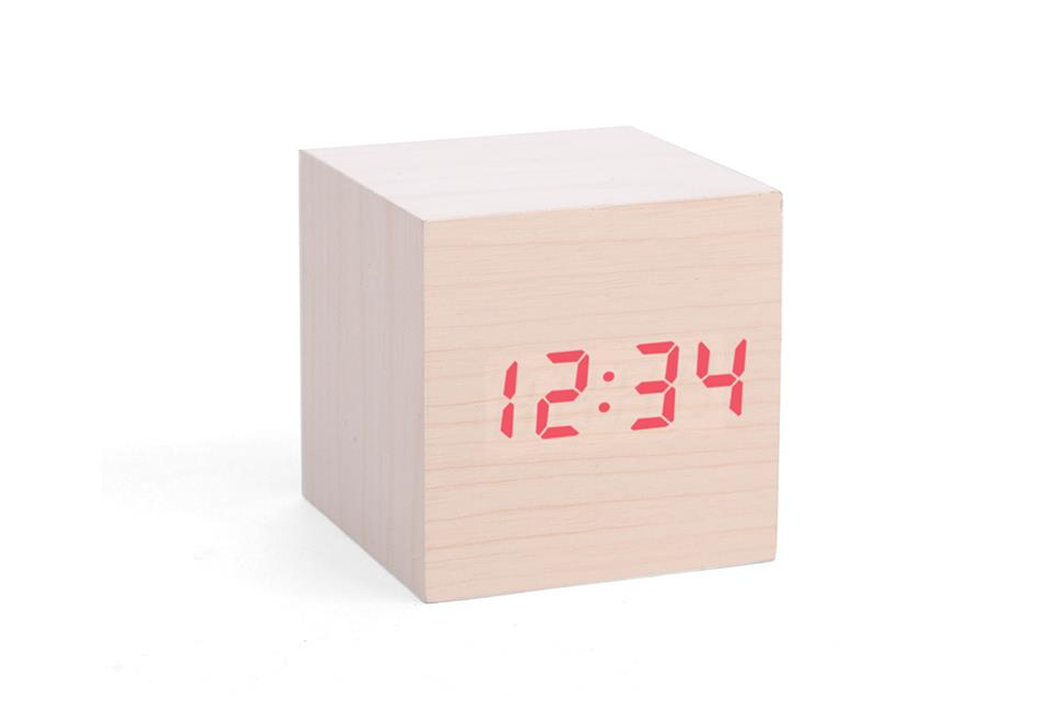 50 Pcs Kikkerland Ac22 Clap-on Cube Alarm Clock, Light - Alarm Clock Wood Cube (1000x1000), Png Download
