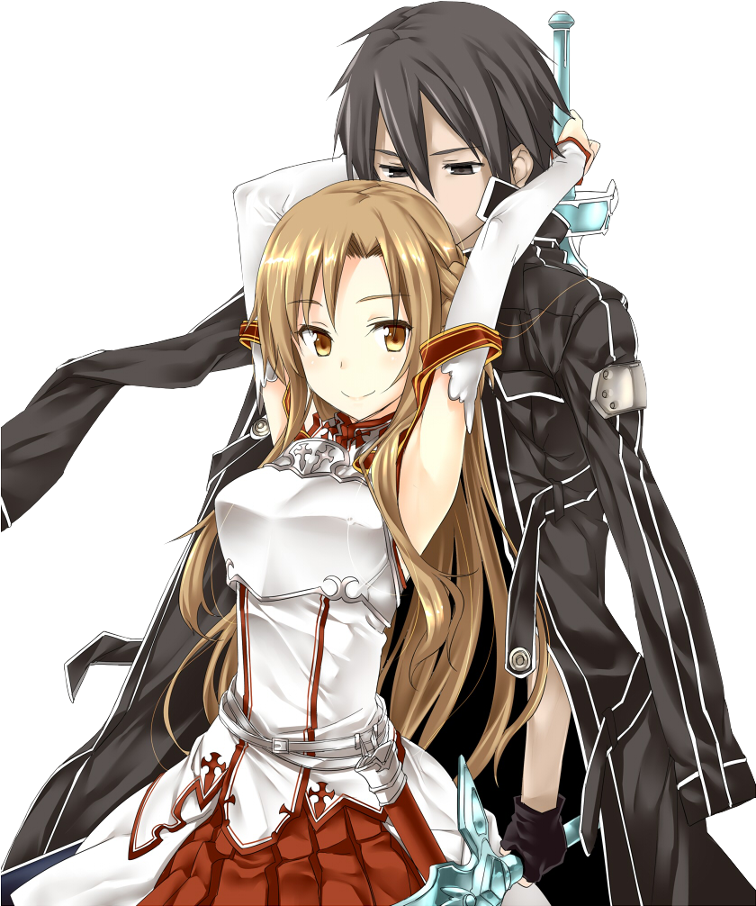 1349328441 Asuna Obn1imaet Kirito Iz Sword Art Online (839x1024), Png Download