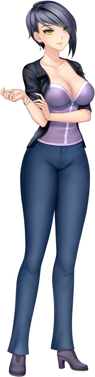 An Anime Girl With Black Hair, Though Not As Colorful - Anime Female With Short Black Hair (939x1280), Png Download