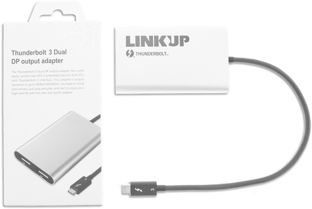 [certified] Linkup 2019 Thunderbolt 3 To Dual Displayport - Usb Cable (1280x1280), Png Download
