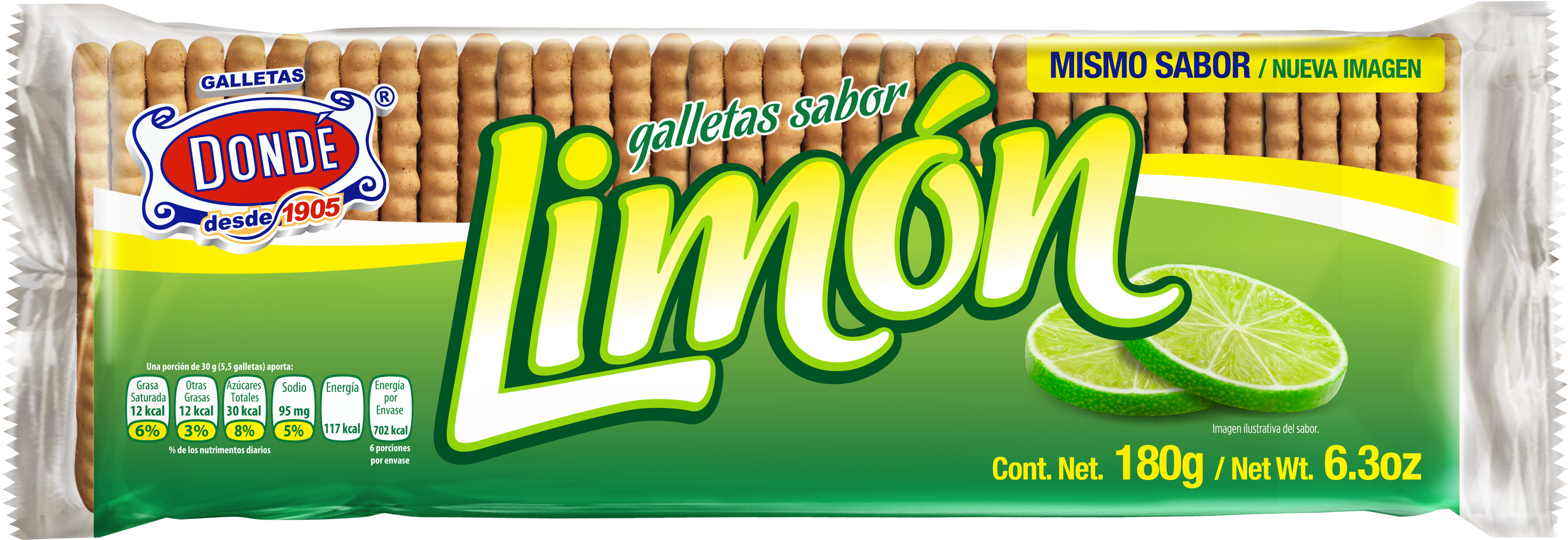 Limon 180g - Galletas Donde (4010x1540), Png Download