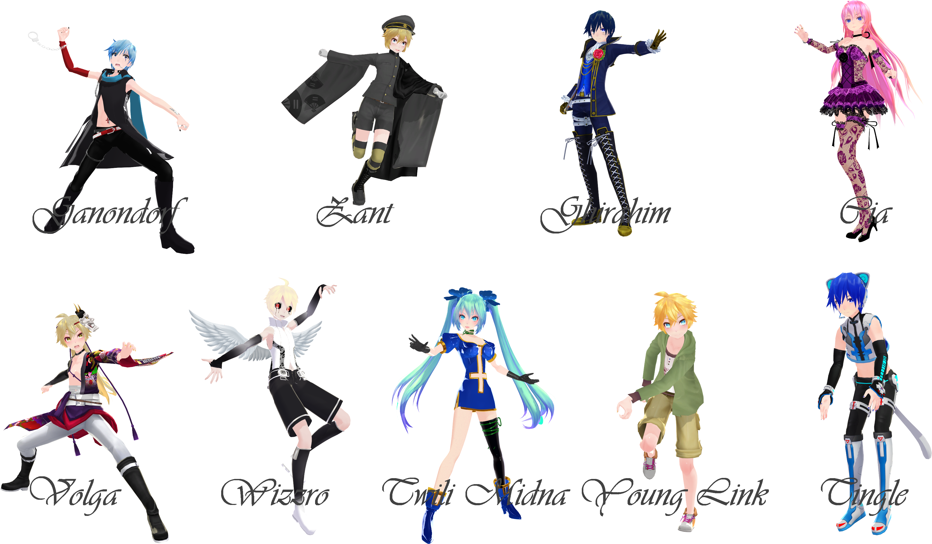 Violetcrystal259 [mmd] Hyrule Warriors Pose Pack - Mmd Pose Pack (3582x2090), Png Download