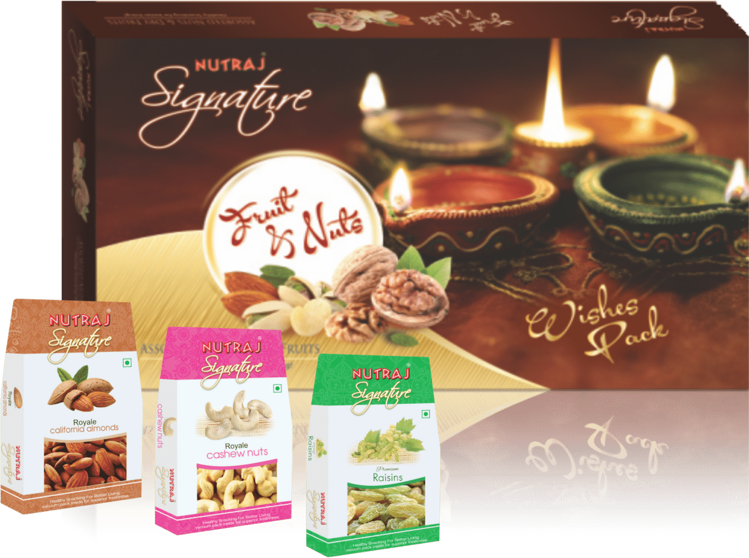 Nutraj Signature 3 Nuts Wishes 600g - Diwali (1500x1500), Png Download