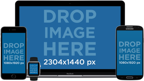 Macbook Iphone Apple Watch And Samsung Galaxy Mockup - Foursquare Check In Here (640x480), Png Download