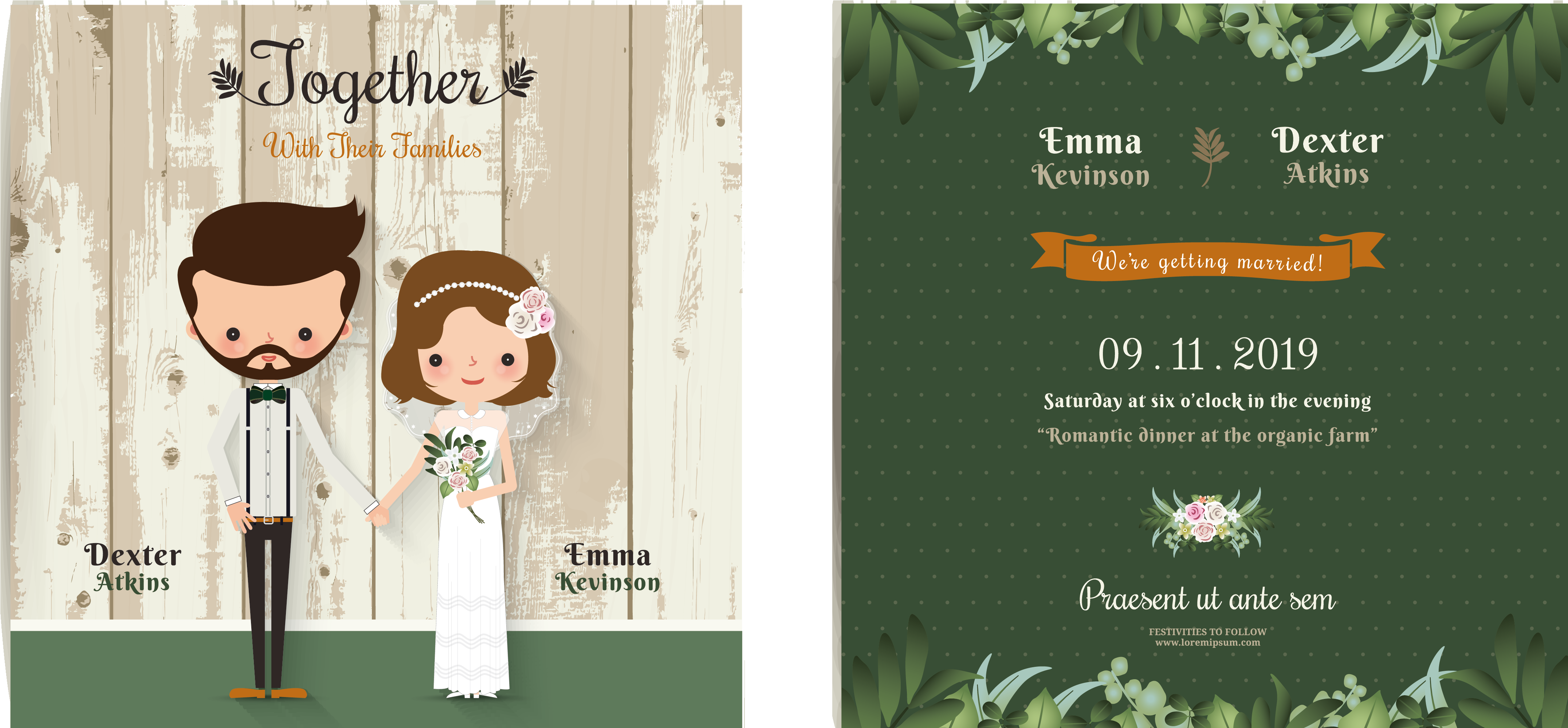 Vector Arch Border - Cartoon Wedding Vector Invitation (5000x3001), Png Download