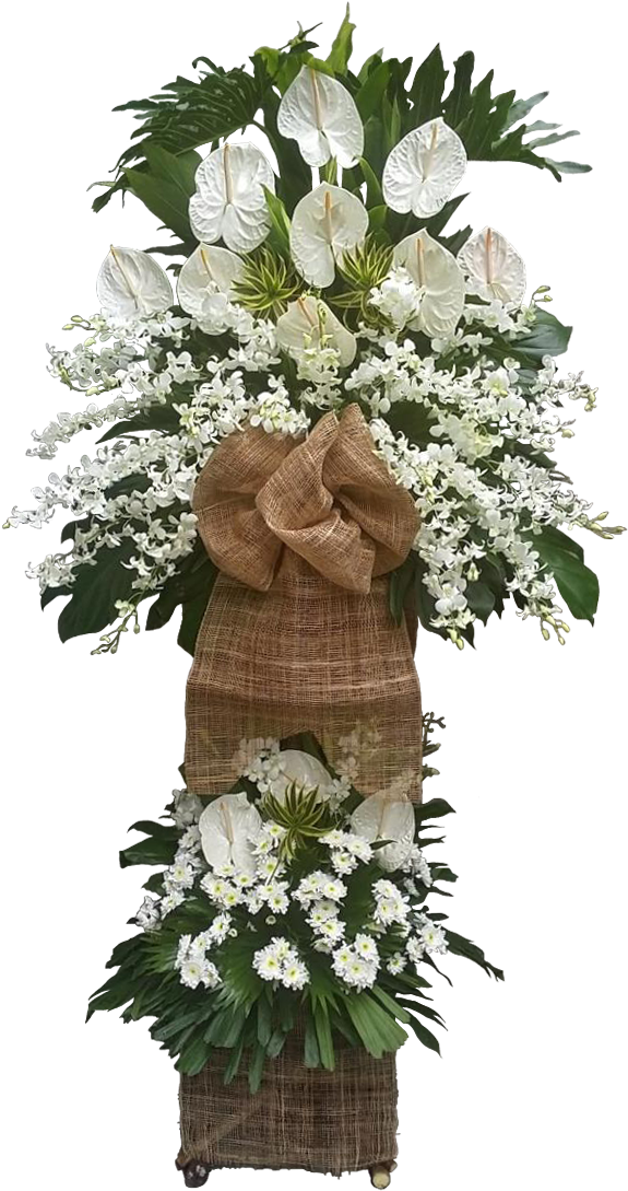 Funeral Spray Of Anthuriums And Orchids On A Stand - Bouquet (1116x1116), Png Download