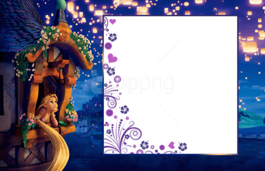 Free Png Transparent Child Frame With Rapunzel Background - Marcos De Rapunzel (850x550), Png Download