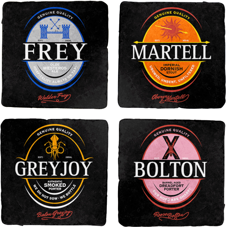 Game Of Thrones Family Crest Beer 4-coaster Set - Family Symbols Game Of Thrones (750x750), Png Download
