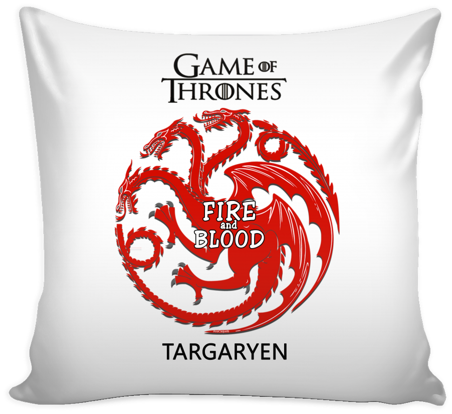 Game Of Thrones Pillow Cover Targaryen Fire And Blood - Game Of Thrones Targaryen Logo (1024x1024), Png Download