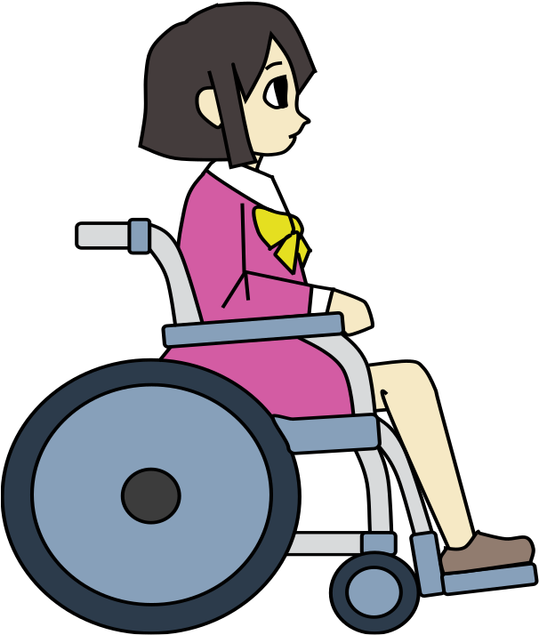 Medium Image - Girls Wheel Chair Cartoon (622x800), Png Download