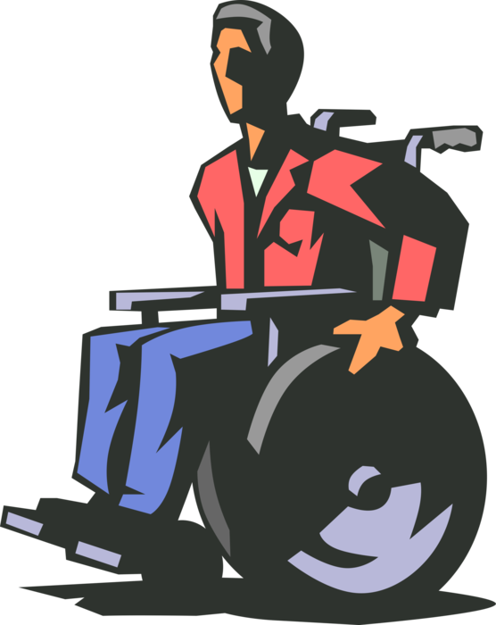 Clipart Transparent Stock Wheelchair Vector Man - Инвалид В Коляске Png (556x700), Png Download