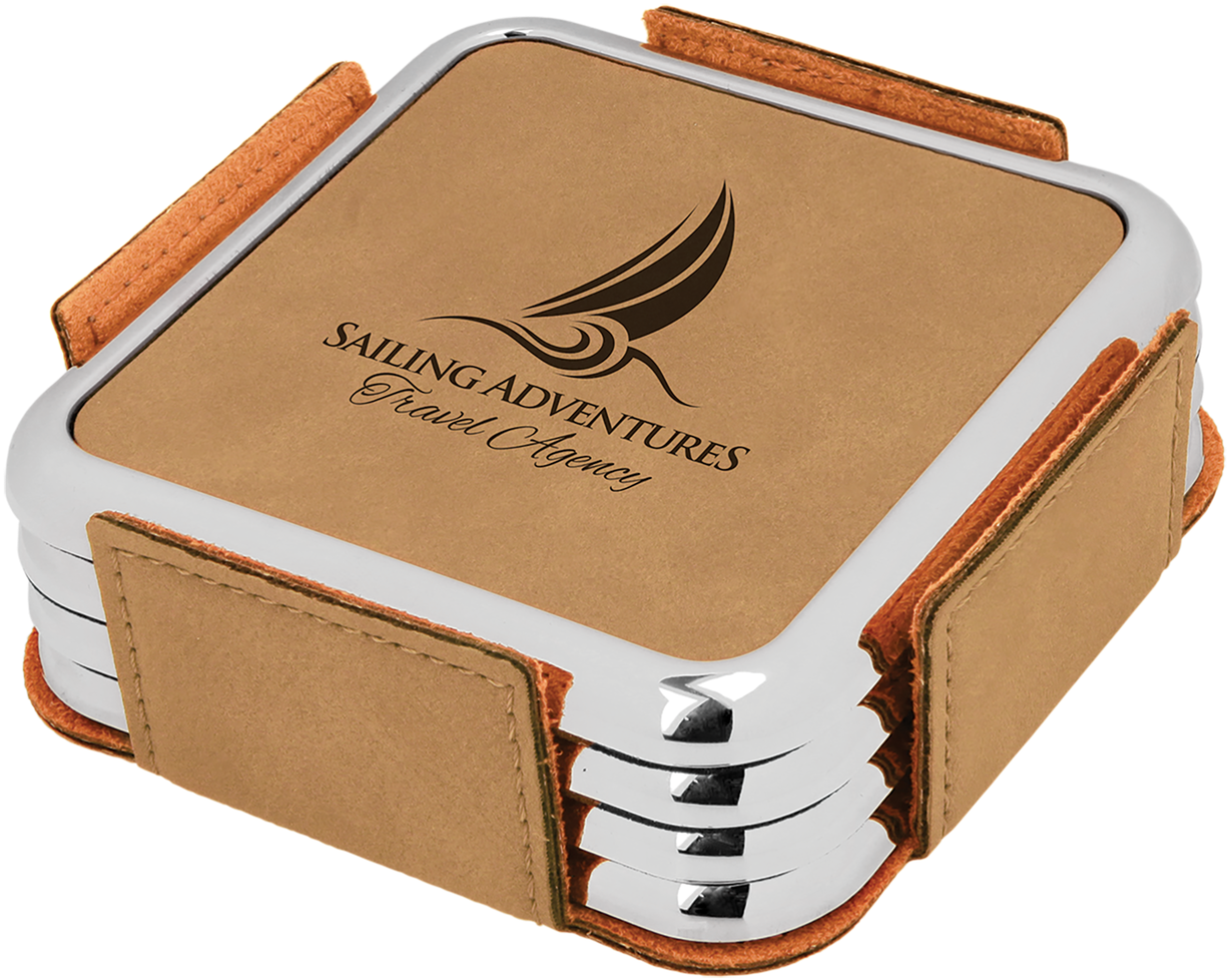Download Light Brown Coaster Set With Custom Laser Engraving Drink Coaster Full Size Png Image Pngkit
