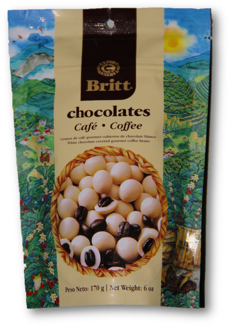 White Chocolate Covered Coffee Beans - Café Britt (1097x1597), Png Download