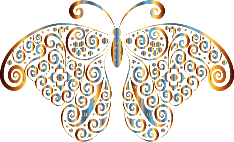 Prismatic Floral Flourish Butterfly Silhouette 5 No - Butterfly Black No Background Silhouette (776x472), Png Download
