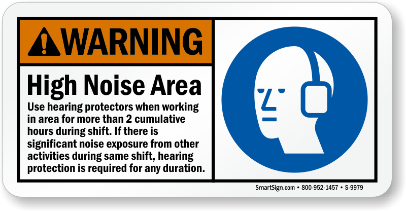 High Noise Area Ansi Warning Sign - Noise Warning Sign (800x416), Png Download