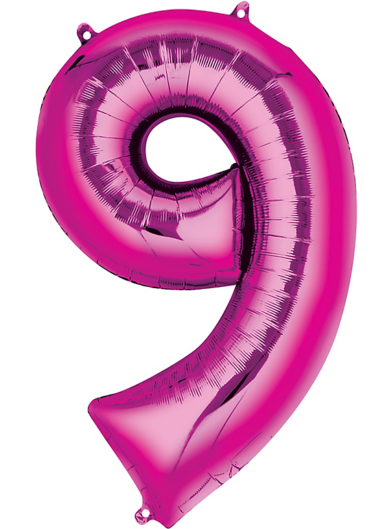 34inch Pink Number Balloons - Globo De 9 Años (570x1080), Png Download