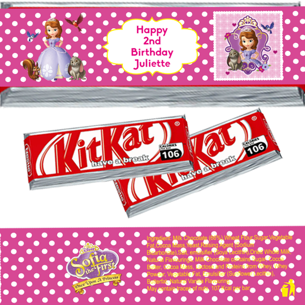 Sofia The First Kitkat Wrappers - Baby Shark Chocolate Labels (606x606), Png Download