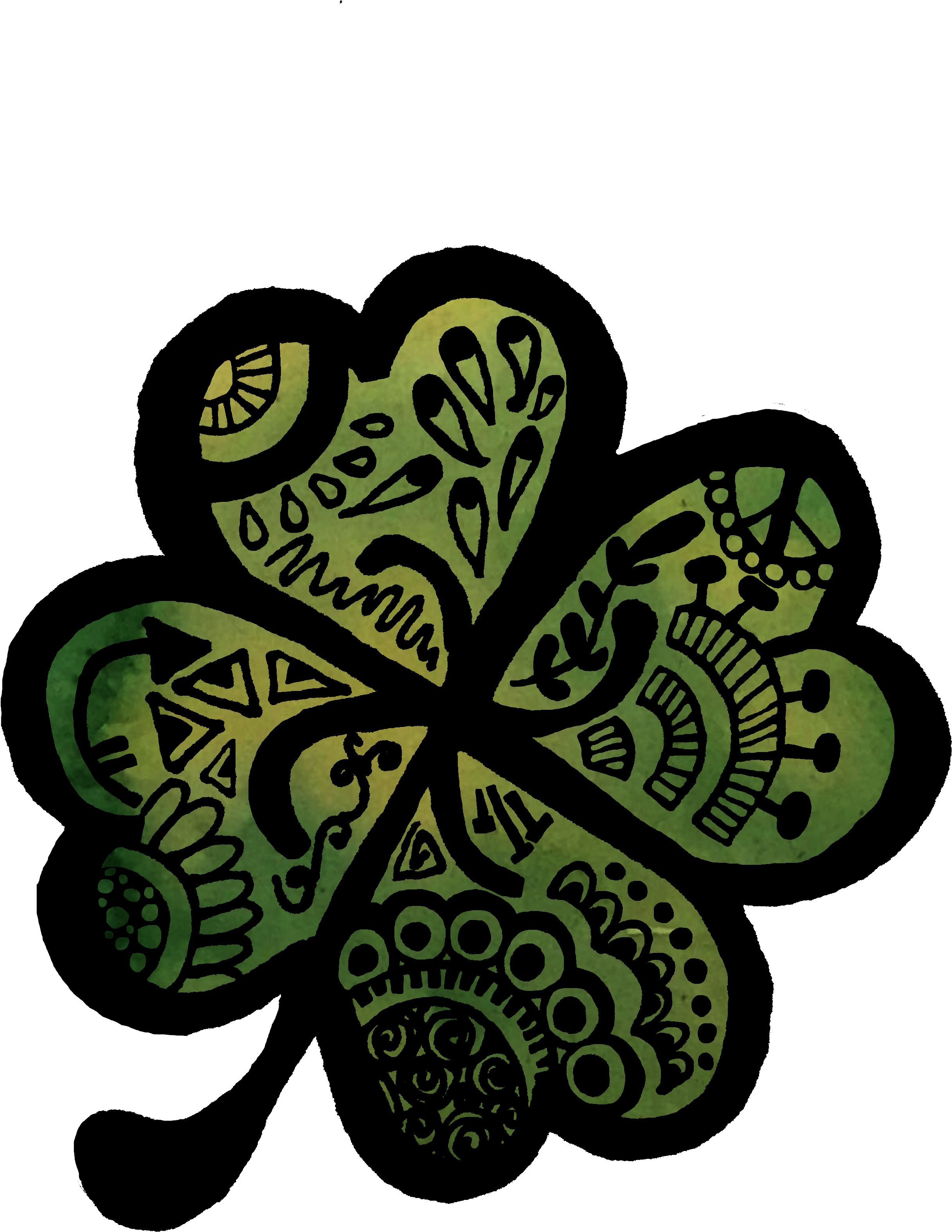 Four Leaf Clover Zentangle - Shamrock (3024x4032), Png Download