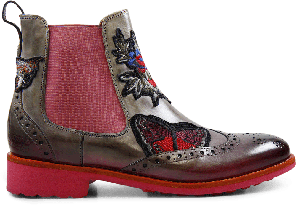 Ankle Boots Amelie 44 Smoke Shade Pink Embrodery Bbf - Chelsea Boot (1024x1024), Png Download
