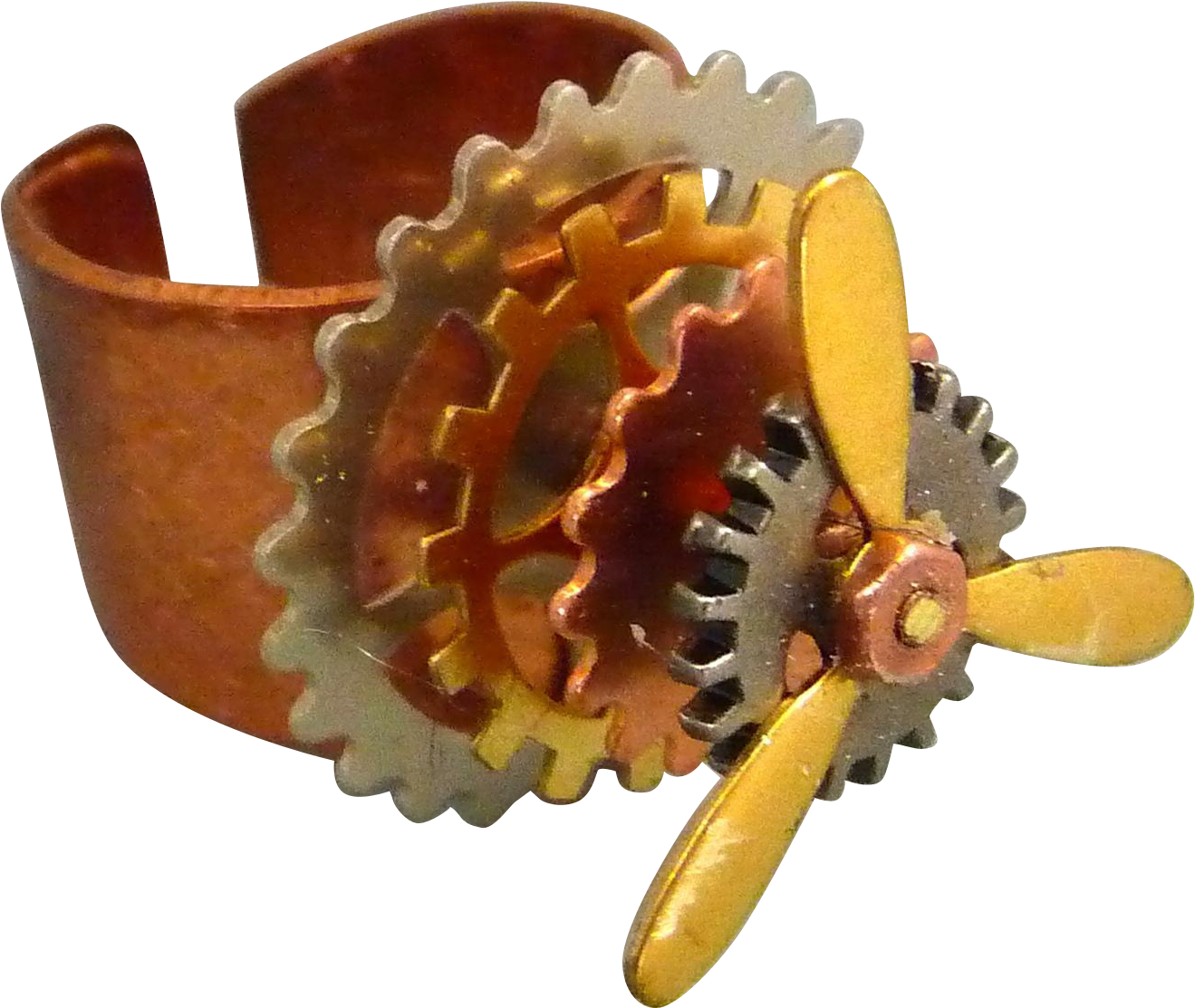 Mixed Metal Steampunk Gear 3d Adjustable Ringthis Unique - Octopus (1318x1318), Png Download