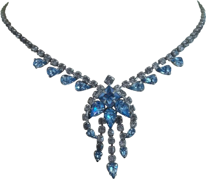 Download Vintage And Clear Rhinestone Earrings S Lady - Blue Necklace Transparent (678x678), Png Download