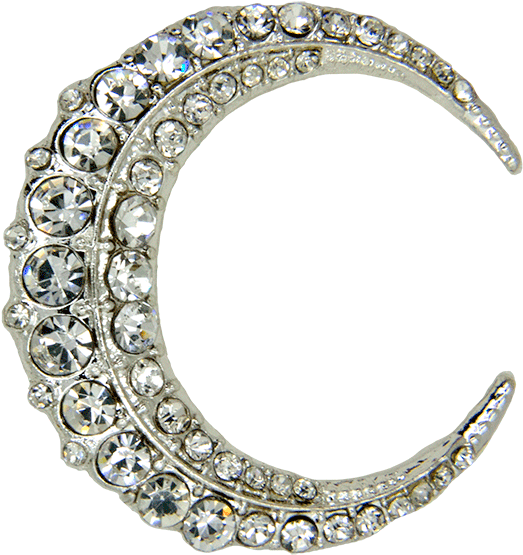 Rhinestone Moon Pin, Silver - Body Jewelry (600x600), Png Download
