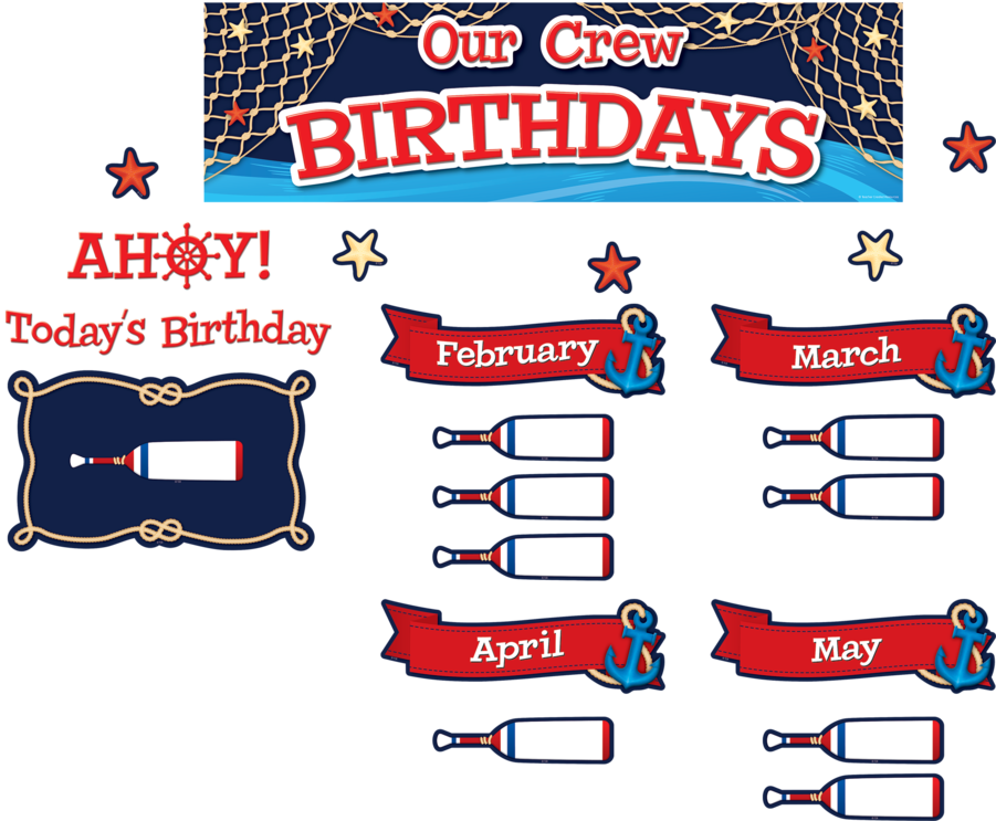 Tcr8896 Nautical Our Crew Birthdays Mini Bulletin Board - Nautical Our Crew Birthdays Mini Bulletin Board (900x900), Png Download